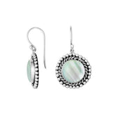 AE-6211-MOP Sterling Silver Round Shape Earring With Mother Of Pearl Jewelry Bali Designs Inc